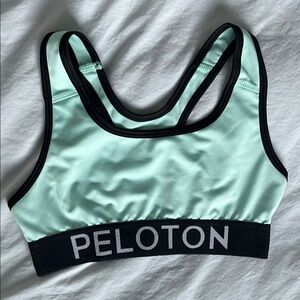 Peloton Light Mint Green Sports Bra with Racerback and Bold Branding